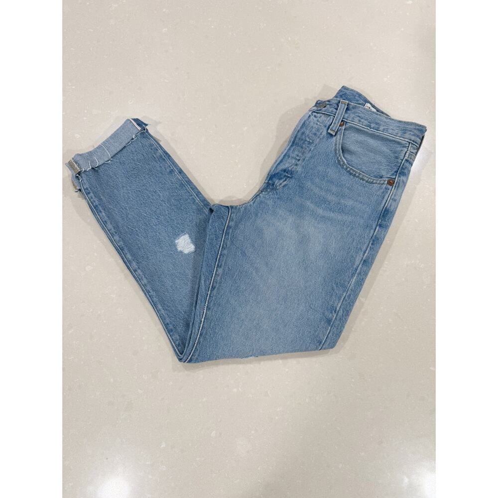Levi's 501s Skinny Jeans White Oak Cone Denim High Rise Button Fly Cropped 26